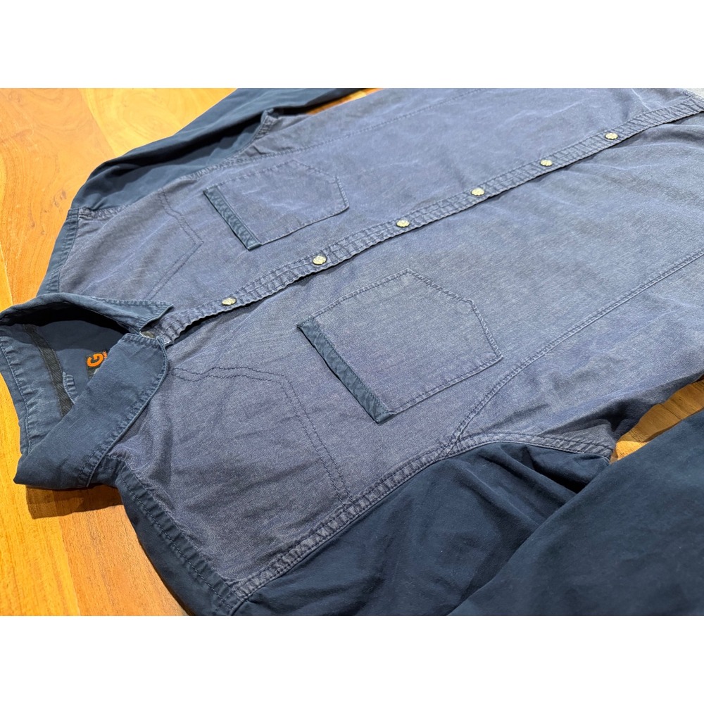 G by GUESS Men's M Navy Blue Workwear Button Up Shirt Long Sleeve Patch Pockets